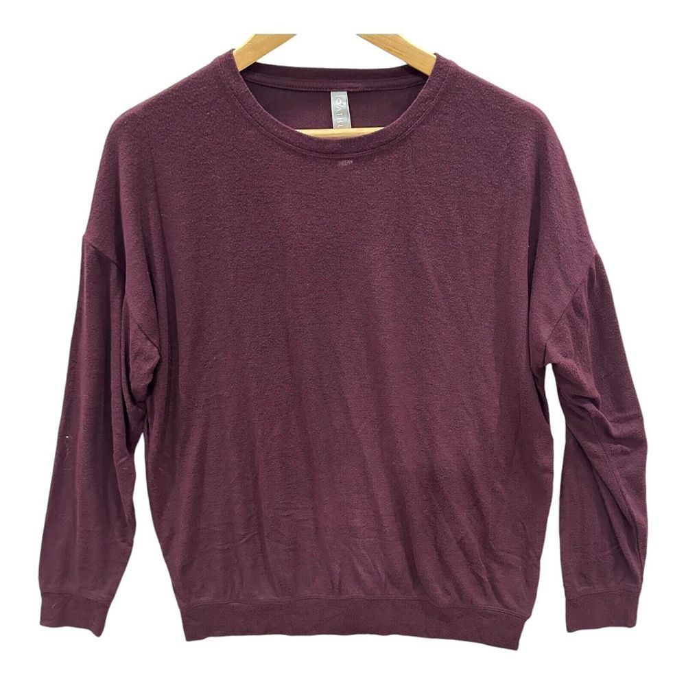 Athleta Mindful Pullover Womens Small‎ Burgundy Long Sleeve Top Athleisure